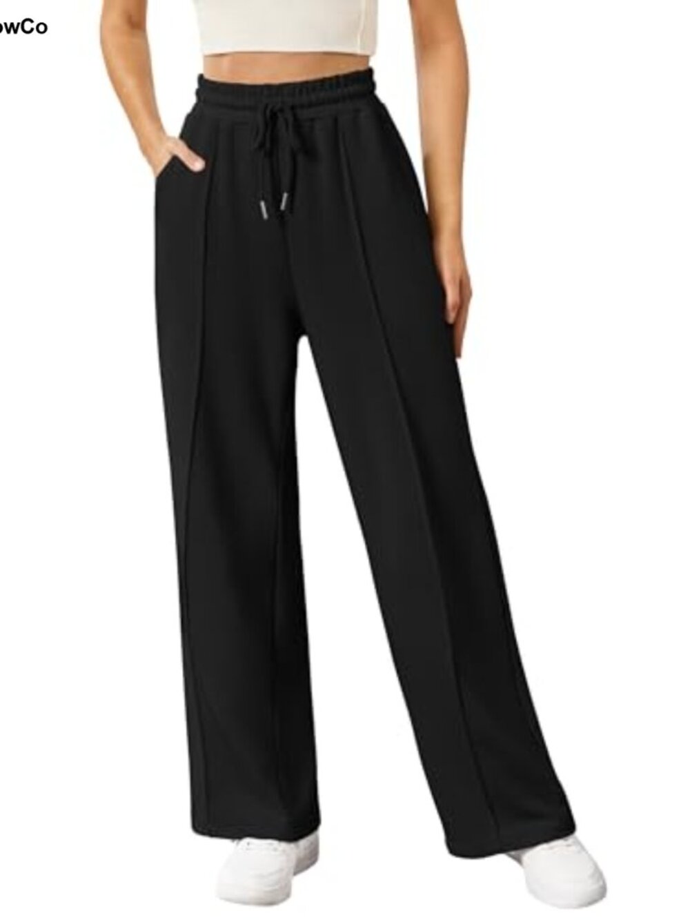 Wide Leg Sweatpants Drawstring High Waist Pockets Relaxed Lounge